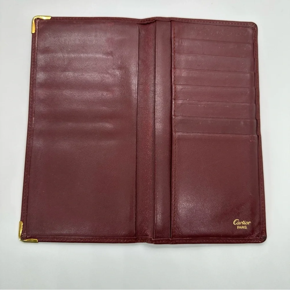 Cartier | Must Have Red Gold Plated Corners Long Bill Wallet Card Holder